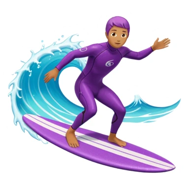 glitter surfer purple surf in wave ocean cian sticker