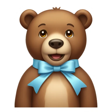  Cute brown bear wearing a light blue bow around its neck sticker