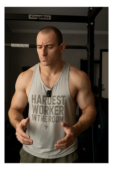 Uomo che si allena e sta cercando di capire quanta intensità mettere sticker