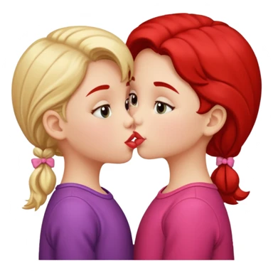 two little gals kissing on the lips sticker
