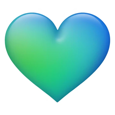 Gradient heart emoji wit 3/4 blue and 1/4 green sticker