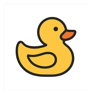 minimal and playful rubber duck icon, smooth curves, flat appearance, modern icon style sticker