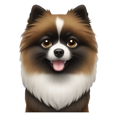 Black Pomerania with a white chest and his left paw is white sticker