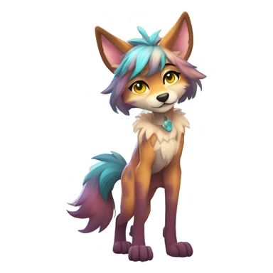 Anthro Colorful Shiny Fionbri-Falvie-sparkle-wolf-sona with cool eccentric markings full body sticker
