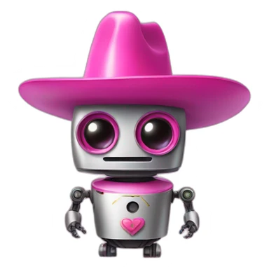 Robot wearing a pink sombrero sticker