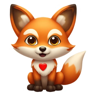 Kawaii Fox with big heart sticker