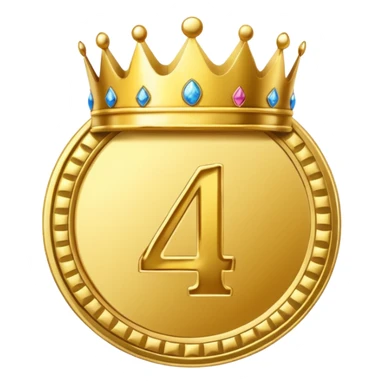 Make the paid subscription icon round and gold with the number 4 and a crown. sticker