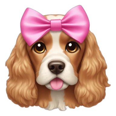 Cocker spaniel with a pink bow on the top head sticker