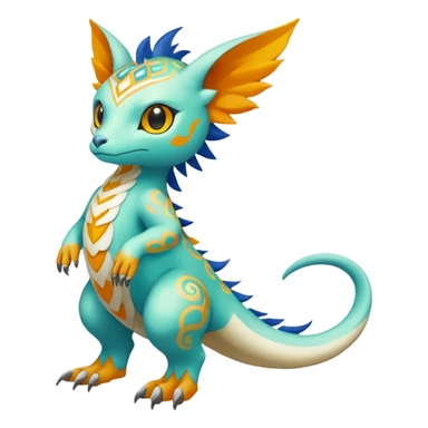colorful lush ethereal divine exotic patterned beautiful elegant pretty realistic Fakémon-Digimon-Fionbri-Trico-creature (full body) sticker