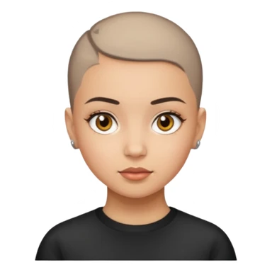 HAZEL EYES BLACK BLACK BUZZ CUT LIGHT SKIN ROUND FACE GIRL sticker