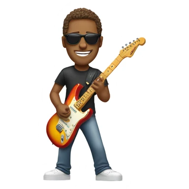 guy with sunglasses playing fender sunburst stratocaster sticker