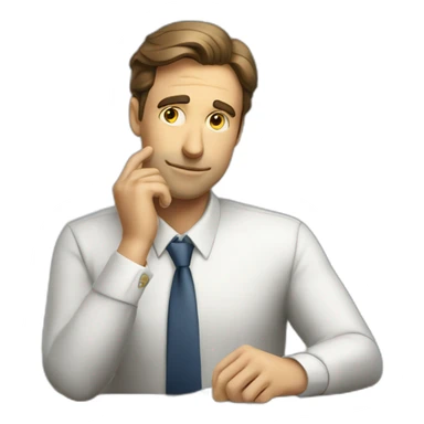 pensive business man checking balance sheets sticker