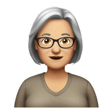 older fat woman with long straight brown hair with glasses sticker