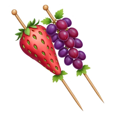Strawberry and grape on a skewer in the pattern of singular strawberry singular grape singular strawberry singular grape sticker