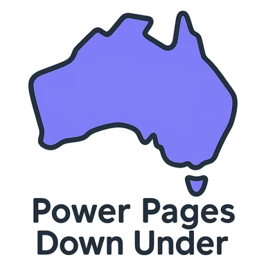 minimalist outlined icon of Australia map with thin lines, text 'Power Pages Down Under' in modern sans-serif font, color palette #403DAD, vibrant purple, #fff7ad accents, no extra icons or overlays sticker