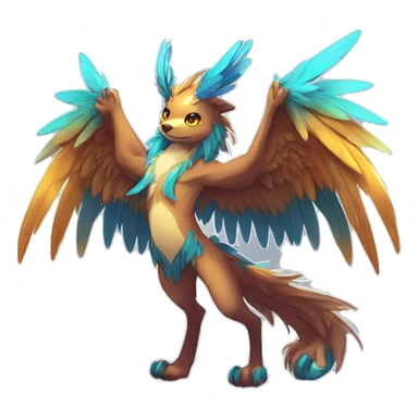 Anthro Sona Cool Edgy Cute Colorful Shy Winged Shiny Fakemon-Fantasy-Creature With Long Hair-Mane Full Body sticker