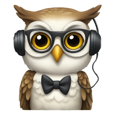 owl with headset and bowtie sticker