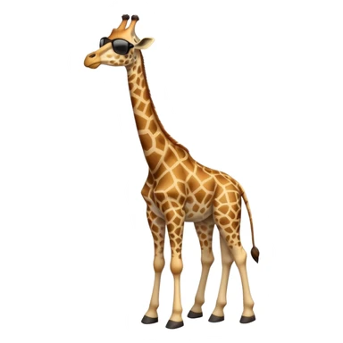 friendly anthropomorphised giraffe in casual clothing, wearing dark sunglasses, walking upright in standard pose sticker