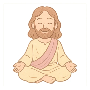 pastel toon style Jesus meditating, peaceful expression sticker