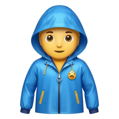 blue raincoat, just rain coat, negative: character. sticker