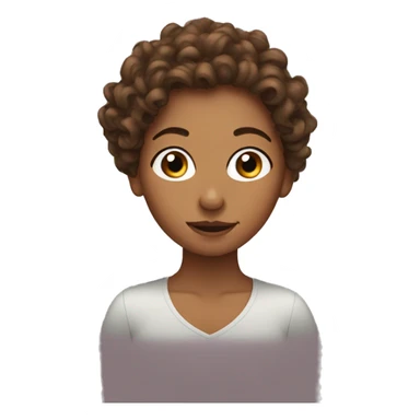 Brown curly haired women tucking hair behind ear sticker