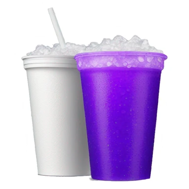 double stacked styrofoam white cups with no lid filled with purple soda and crushed ice sticker