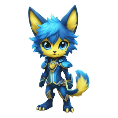 Anthro-Edgy-Cool-Blue-Yellow-Contrast-Colors-Fantasy-Fur-Sona-Chibi-Shiny-Fakémon-Hybrid full body sticker
