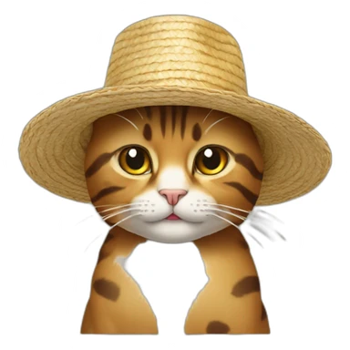 Cat with a straw hat One Piece sticker