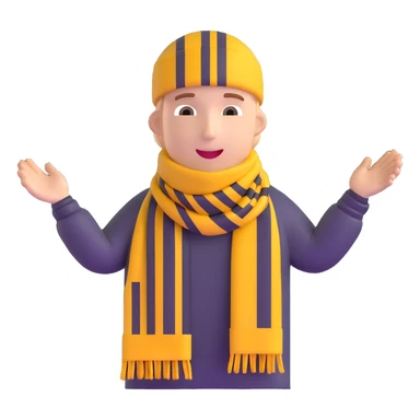 football fan cheering with a scarf sticker