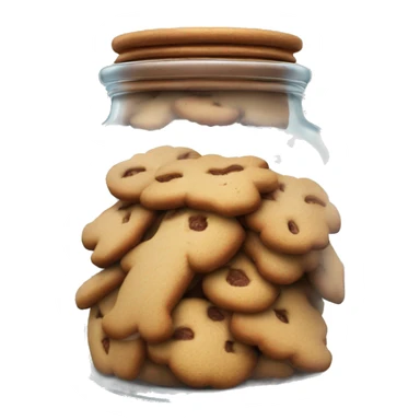 Realistic glass cookie jar full of gingerbread cookies isolated.  sticker