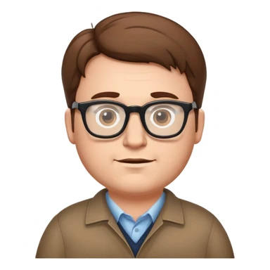 White man with big belly, brown hair and glasses sticker