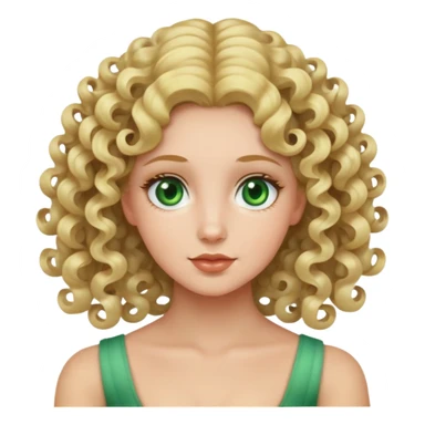 woman with blonde 3b springy ringlet curls and green eyes sticker