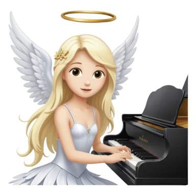 fée vêtue de blanc jouant du piano avec des ailes d'ange sticker
