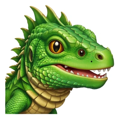 iguana's face with a happy face sticker