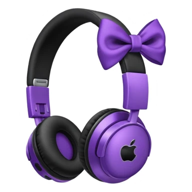 apple headphoness with bow on the right side black and purple  sticker