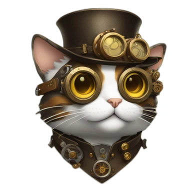 Steampunk cat sticker