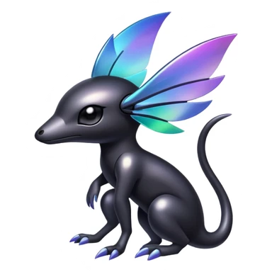 Modern futuristic Iridescent black dark fakemon-creature sticker
