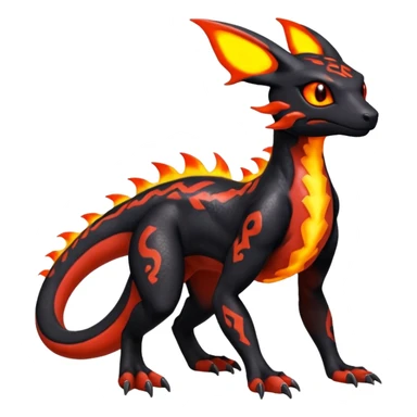 Exotic Volcanic Guilmon-Salandit-Umbreon-Fakémon-hybrid-creature (full body)  sticker