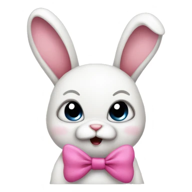 Angry cute bunny with pink bow sticker