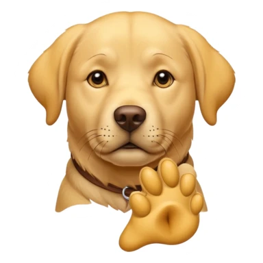 labrador retriever head, yellow fur, thinking pose with paw on chin sticker