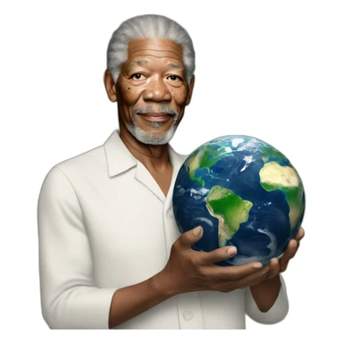 morgan freeman holding earth sticker