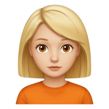 Women with blond hair bob and orange shirt sticker