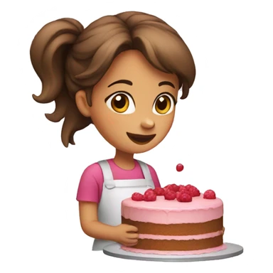Girl making a cake sticker