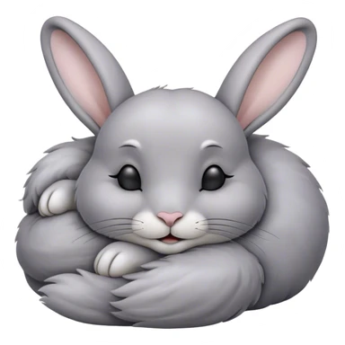 Meme-Worthy Cute Sleeping Grey Rabbit Portrait Emoji, Head resting peacefully with a contented smile, showcasing a delightfully compact build and a luxuriously soft grey fur, eyes shut in a serene nap, Simplified yet hilariously adorable features, highly detailed, glowing with a soft, drowsy light, high shine, relaxed and utterly lovable, stylized with an air of playful laziness, bright and heartwarming, soft glowing outline, capturing the essence of a comically sleepy bunny, so meme-worthy it feels like it could instantly become the next viral sensation of adorable slumber! sticker