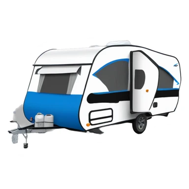 Blue rounded front  white black modern camper trailer Sportrek sticker