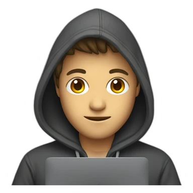 Developer with hoodie coding on a macbook sticker