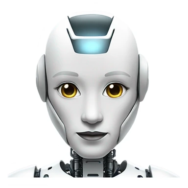 Humanoid robot wearing a white cybernetic suit sticker