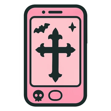 flat toon style pink gothic smartphone sticker