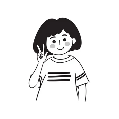 Cute Korean girl face with peace sign sticker