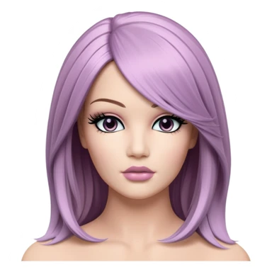 Bust Down Wig” Emoji Icon  A minimalist bust-down middle part wig on a mannequin head, with soft baby hairs, sleek and shiny. Colors in mauve and jet black. Feminine baddie vibe.  sticker